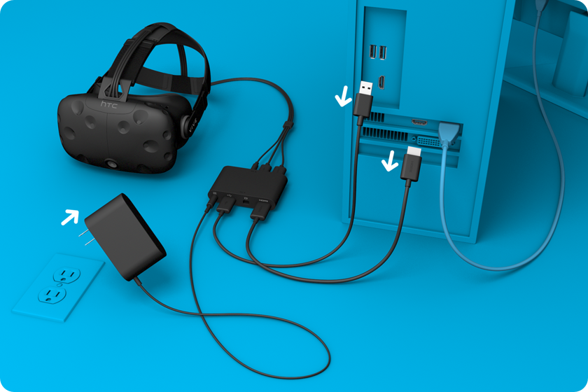 HTC VIVE PROヘッドセット＋リンクボックス（クッション等傷みあり）