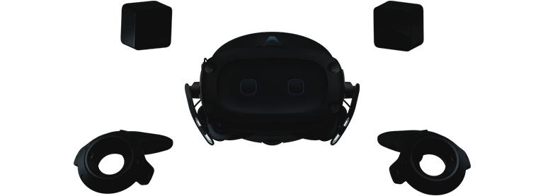 VIVE Cosmos Elite VR頭戴式顯示器附2個基地台和2個控制器。SteamVRTM 追蹤技術。