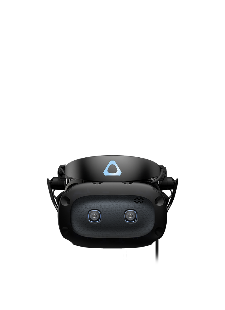 水中背景の外部トラッキングフェースプレートアクセサリを備えたフロントVIVE Cosmos VRヘッドセット
