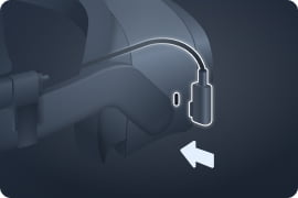 Connect the other side of the USB extension cable to the USB port on the right side of the headset.