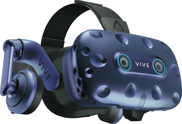 Vive Pro Eye seen from eye level and at an angle.